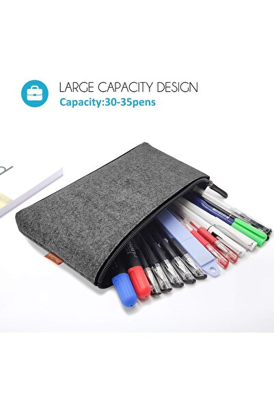 PROCASE Felt Pencil Bag Pen Case - 2-Pack, Small, Black