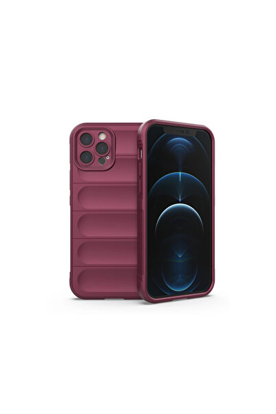 Twin Store حافظة آيفون 12 من السيليكون الأمثل - أحمر كلاريت