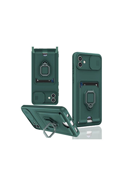 Twin Store حافظة جالاكسي A06 زوما من السيليكون مع حامل لبطاقة العمل - أخضر