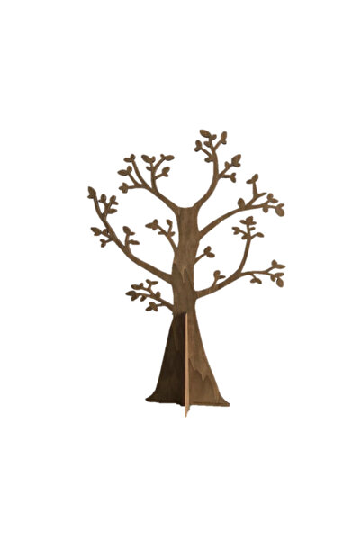 Vintium Family Tree Wooden Decoration, white, with wooden hearts