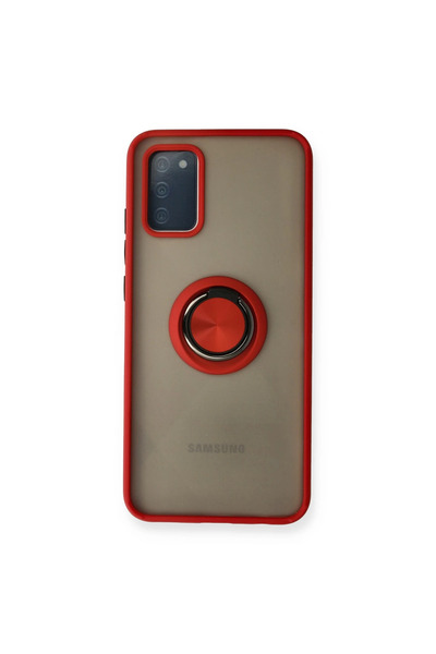 Twin Store غطاء سيليكون لهاتف جالاكسي A02S مع حلقة مونتريال - أحمر