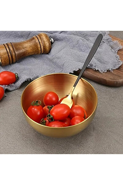 AKCAKESE 6'Lı Gold Kase Paslanmaz Çelik Çorba ,Salata, Meyve ve Çerezlik Kasesi