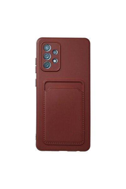 Najmaddin حافظة سامسونج جالاكسي A72 كلفن سيليكون مع بطاقة عمل - أحمر كلاريت