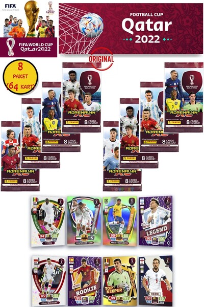 TOYFEST World Cup Panini Fifa 2022 Adrenalyn XL Qatar World Cup Trading Card (8 Packs 64 Cards)