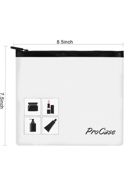 PROCASE TSA Approved Quart-Size Clear Travel Toiletry Bag Makeup Pouch (2-Pack)