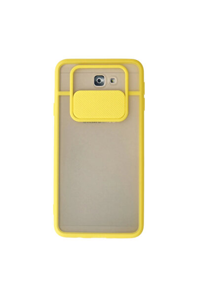 Twin Store حافظة هاتف جالاكسي J7 برايم بلوري كاميرا منزلقة من السيليكون - أصفر