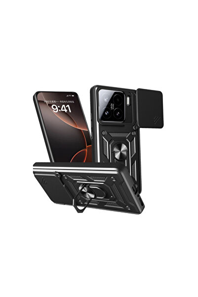 eco port جراب Xiaomi Mi 15 من السيليكون مع حلقة عدسة Pars - أسود