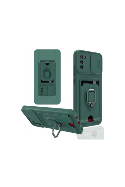 eco port حافظة سامسونج جالاكسي A03S زوما مع حلقة سيليكون لبطاقة العمل - أخضر