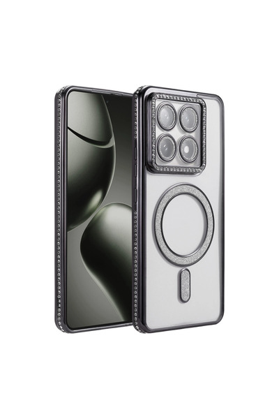 Twin Store حافظة مغناطيسية لامعة لهاتف Mi 14T - أسود