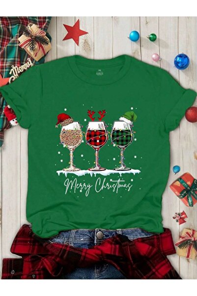 OVER HEAD Women's Colorful Glasses Merry Christmas Oversized , Crew Neck, Short Sleeve T-Shirt