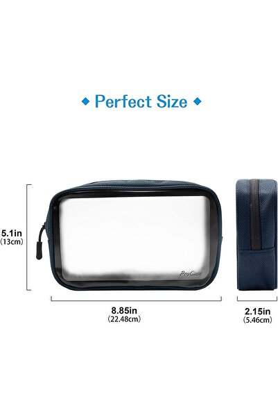 PROCASE TSA Approved Travel Toiletry Bag Pouch, Matte Clear (Navy)