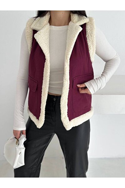 Noa Noa Gabardine Plush Vest with Pocket Flap Detail on the Outside