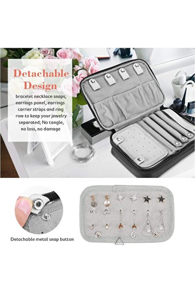 PROCASE Travel Jewelry Case Organizer Bag, Soft Padded Double Layer - Black