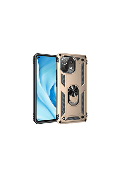 Twin Store غطاء سيليكون لجهاز Mi 11 Lite مع حلقة صوفيا - ذهبي