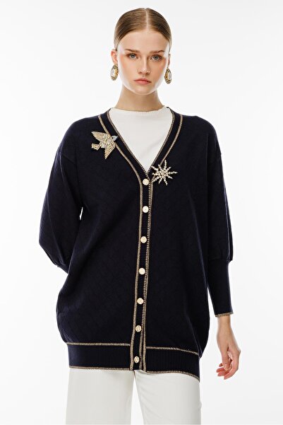 Ghisa Baklava Patterned Dragonfly Knitwear Cardigan