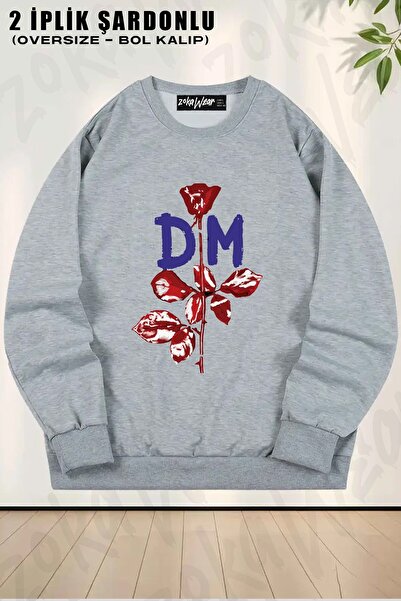 ZOKAWEAR Unisex Violator Depeche Mode cu imprimeu supradimensionat guler rotu...