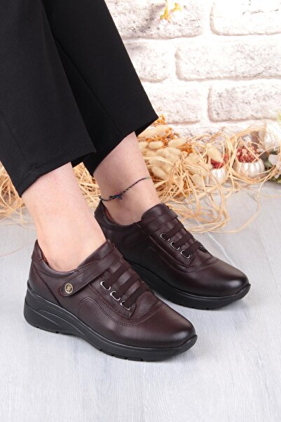 Mehmet Mete 7313 Comfortable Flexible Non-Slip Sole Genuine Leather Women's Shoes