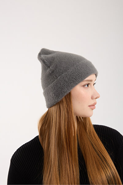 OX-RA Gray Plush Folded Bearded Beret