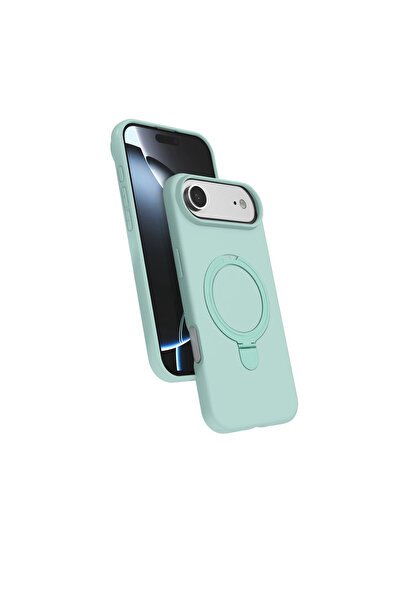 AL - KAR TİCARET غطاء حماية آيفون 17 إير ريجال مع حامل ماج سيف - أخضر مائي