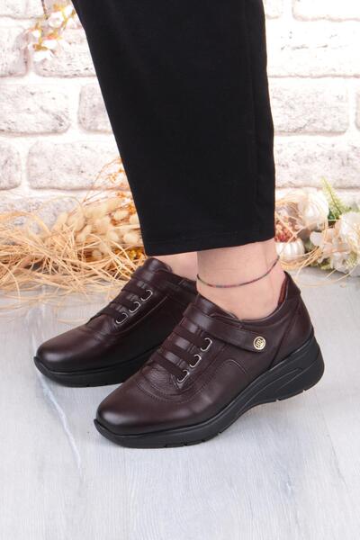 Mehmet Mete 7313 Comfortable Flexible Non-Slip Sole Genuine Leather Women's Shoes