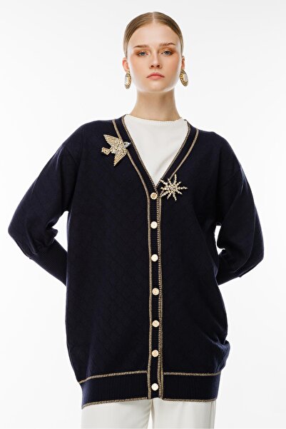 Ghisa Baklava Patterned Dragonfly Knitwear Cardigan