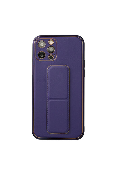 Twin Store غطاء جلدي كوكو لهاتف آيفون 12 مع حامل - بنفسجي