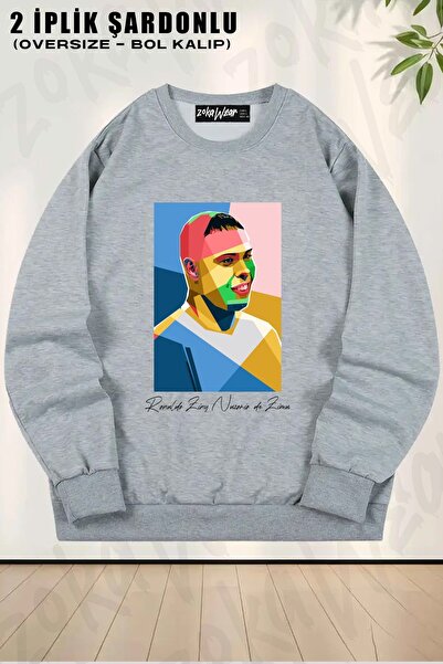 ZOKAWEAR Unisex Ronaldo Nazario cu imprimeu supradimensionat guler rotund Swe...