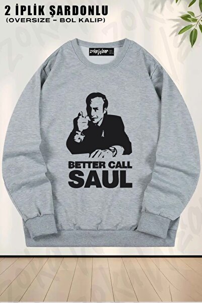 ZOKAWEAR Unisex Better Call Saul cu imprimeu supradimensionat guler rotund Sw...