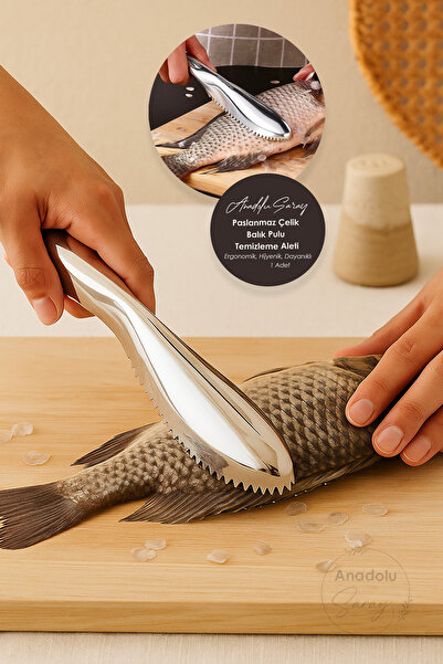 Anadolu Saray Stainless Steel Fish Scale Cleaning Tool Ergonomic, Hygienic, Durable
