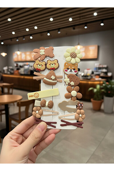 BATU GİYİM Комплект щипки за коса с карамелено кафяво момиченце и бебе момиченце, 14 броя