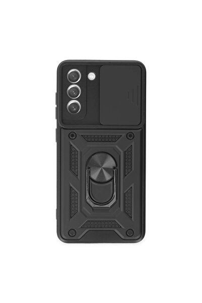 Twin Store حافظة سيليكون لجهاز Galaxy S21 Fe مع حلقة عدسة بارس - أسود