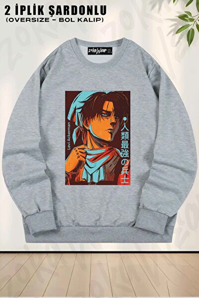 ZOKAWEAR Unisex Attack On Titan Levi Ackerman Animee cu imprimeu supradimensi...