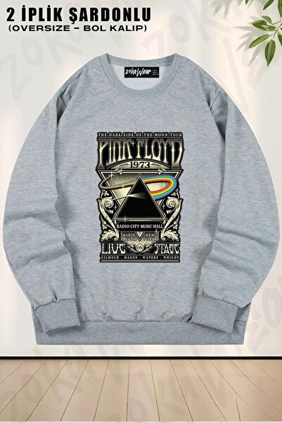 ZOKAWEAR Sweatshirt unisex cu imprimeu Pink Floyd Carnegie Hall, guler rotund...
