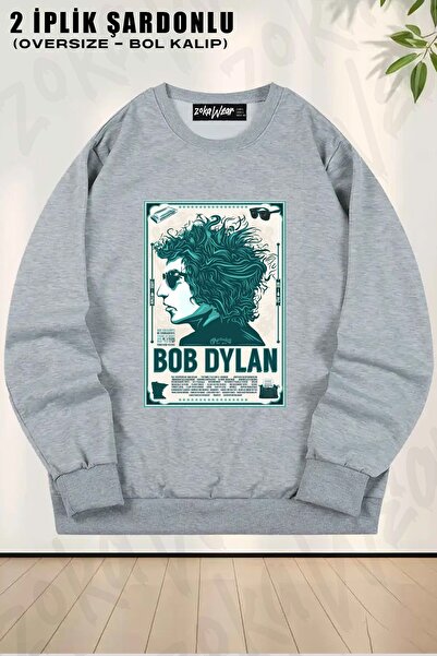 ZOKAWEAR Unisex Bob Dylan v2 cu imprimeu supradimensionat guler rotund Swea t...