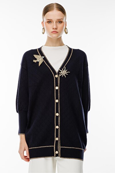 Ghisa Baklava Patterned Dragonfly Knitwear Cardigan