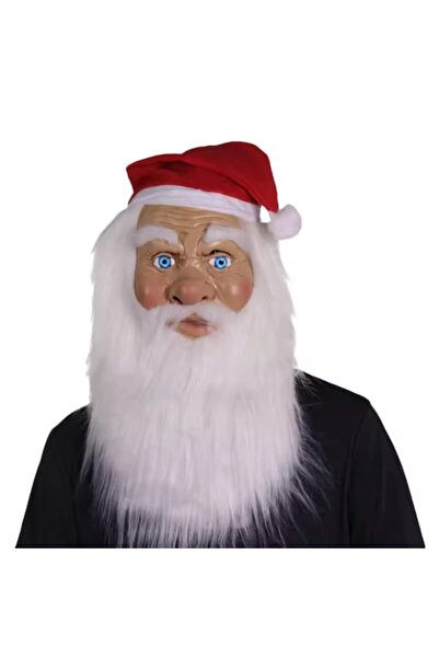 Zherqon Mască de Moș Crăciun, cu barbă lungă, pentru sărbători, Anul Nou, petreceri de carnaval, latex