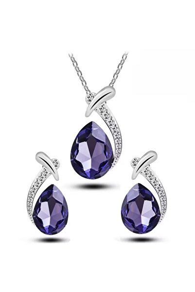 takantakana Stylish Stone, Trendy Zircon Stone Embellished Jewelry Set (Neckl...