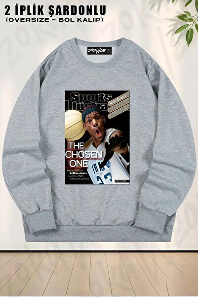 ZOKAWEAR Unisex Lebron James Tas2 cu imprimeu supradimensionat guler rotund S...