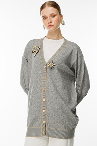 Ghisa Baklava Patterned Dragonfly Knitwear Cardigan