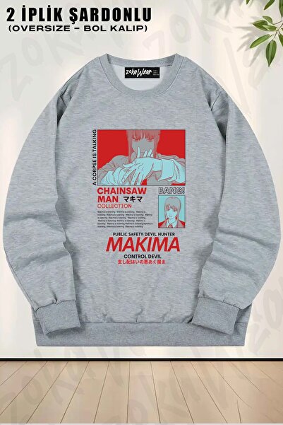ZOKAWEAR Унісекс-светр з великим коміром і спеціальним принтом Chainsaw Man M...