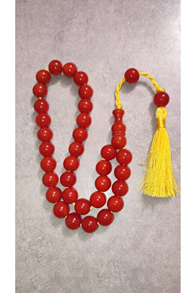 ŞAHBEY TESBİH İri Küre Kesim Havşalı Habbe / Osmanlı İp Püskül / Sıkma Kehrib...