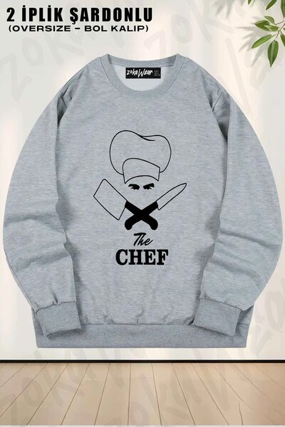 ZOKAWEAR Unisex Cook v4 cu imprimeu supradimensionat guler rotund Swea tricou