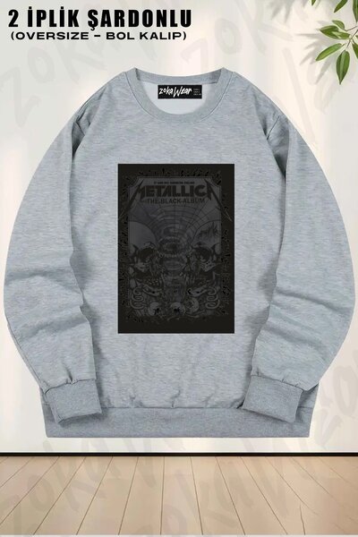 ZOKAWEAR Unisex Metallica, Black Album, Rock, Metal cu imprimeu supradimensio...