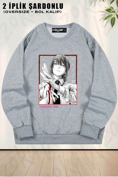 ZOKAWEAR Унісекс-светр з великим коміром і принтом Chainsaw Man Makima