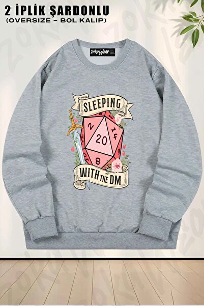 ZOKAWEAR Unisex Sleeping with the Dm Dungeon Master Printed Oversized Crew Neck Sweatshirt