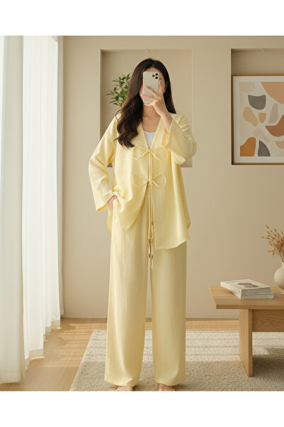 MissRunin önü çift Bağlamalı Pantolonlu Kimono Takım