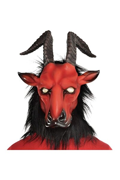 Zherqon Horror Satan Goat Mask, with horns, Latex