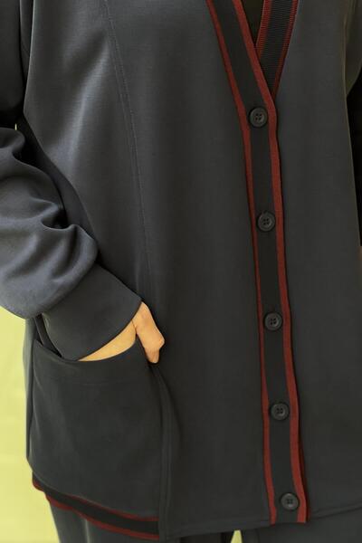 Mahal Crochet Knitwear Stripe Detailed Ribbed Pants Two-Piece Set