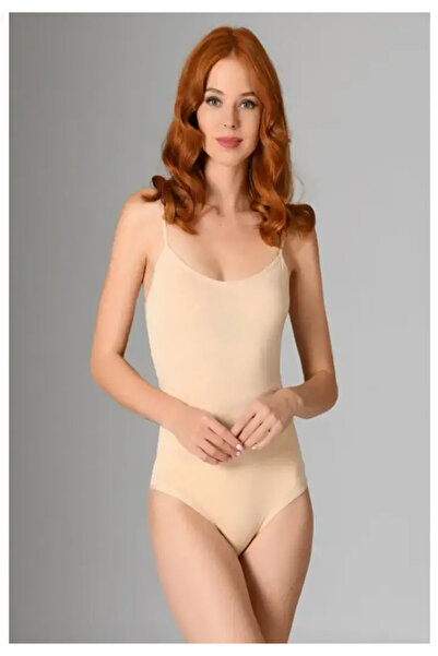 TOSKI Body cu Bretele Subțiri și Închidere cu Capse-Bej