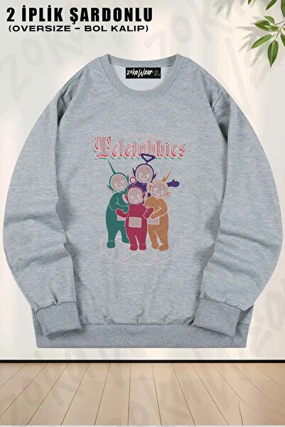 ZOKAWEAR Teletubbies satani unisex cu imprimeu supradimensionat guler rotund ...
